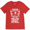 Never Underestimate Old Man Who Was Born April V-Neck Tee