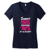 I Wear Pink For My Daughter Women's V-Neck T-Shirt