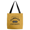 dumbass university t shirt school party funny tee Tote Bags
