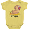 yoga pug exhale Baby Bodysuit