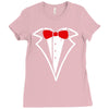 tuxedo bow Ladies Fitted T-Shirt