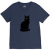 black cat V-Neck Tee