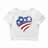 disstressed america flag heart Crop Top