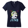 unicorns are born in june cute unicorn Women's V-Neck T-Shirt