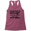 i'm a secondhand vegetarian. cows eat grass, i eat cows. Racerback Tank