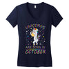 Unicorns are born in October Women's V-Neck T-Shirt
