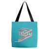 some game involving falling blocks in the style of m.c. escher Tote Bags