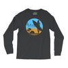 beach surfer silhouette birds sand waves palm Long Sleeve Shirts