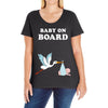 Baby On Board with Stork Ladies Curvy T-Shirt