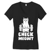 gym cat workout Women's V-Neck T-Shirt