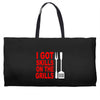 got skills on the grills apron Weekender Totes