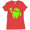 android eats apple Ladies Fitted T-Shirt
