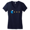 funny 80s pacman cookie monster retro gaming Women's V-Neck T-Shirt