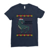 ugly dinosaur merry christmas Ladies Fitted T-Shirt