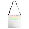 love is love, black lives matter, climate change is real, immigrants m Adjustable Strap Totes