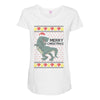 ugly dinosaur merry christmas Maternity Scoop Neck T-shirt