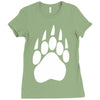 large bear paw print crew neck long sleeve Ladies Fitted T-Shirt