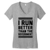 i run better than gorvernment Women's V-Neck T-Shirt