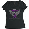 my hero is now my angel pancreatic cancer awareness Women's Triblend Scoop T-shirt