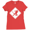 ninja crossing sign Ladies Fitted T-Shirt