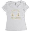 i'd rather be hunting deer antlers ammo hunt gear merica cool Women's Triblend Scoop T-shirt