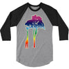 giraffe reaching up with its long neck to eat leaves off branches from 3/4 Sleeve Shirt