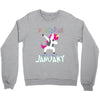 january  born unicorns Crewneck Sweatshirt