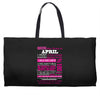quens are born in april Weekender Totes