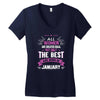 All Women Created Equal But The Best Born In January Women's V-Neck T-Shirt