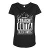 straight outta tilted towers Maternity Scoop Neck T-shirt