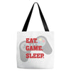 Eat Game Sleep Tote Bags