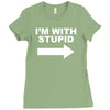i'm with stupid mens Ladies Fitted T-Shirt