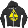 caution shapes being thrown printed Zipper Hoodie
