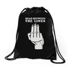 read between the lines Drawstring Bags