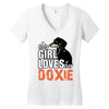 This Girl Loves Her Doxie Women's V-Neck T-Shirt