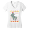 ugly dinosaur merry christmas Women's V-Neck T-Shirt