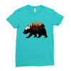 Bear Adventure With Roses Ladies Fitted T-Shirt