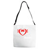 i love heart bass guitar music Adjustable Strap Totes