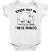 kinda hot in these rhinos Baby Onesie
