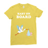 Baby On Board with Stork Ladies Fitted T-Shirt