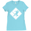 ninja crossing sign Ladies Fitted T-Shirt