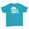 vinyl junkie white logo Youth Tee