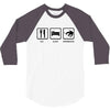eat sleep snowboard mens black snowboarding t shirt wow 3/4 Sleeve Shirt