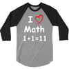 kids boys childrens i love math 1+1=11 funny 3/4 Sleeve Shirt