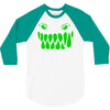 fun monster face, eat, beast, 3/4 Sleeve Shirt