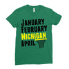 January February Michigan April - March Madness Basketball Ladies Fitted T-Shirt