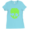 skull pixels t shirt cool funny Ladies Fitted T-Shirt