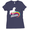 totally straight funny rainbow unicorn gay pride novelty fashion Ladies Fitted T-Shirt