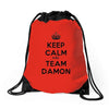 team damon salvatore Drawstring Bags