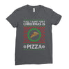 All I Want For Christmas Is Pizza Ugly Christmas For Dark Ladies Fitted T-Shirt
